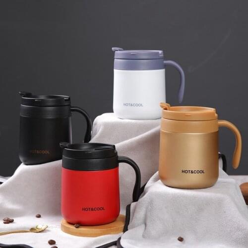 350ml/500ml Double Layer Coffee Cup Stainless Steel Mug With Lid Thermal Water Juice Tea Drinking Cups Metal Dinkware