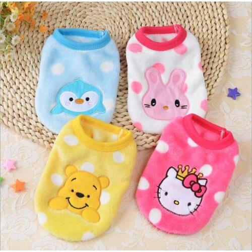 Flannel Puppy dog clothes small dog cat spring autumn and winter cute Cartoon vest pet supplies