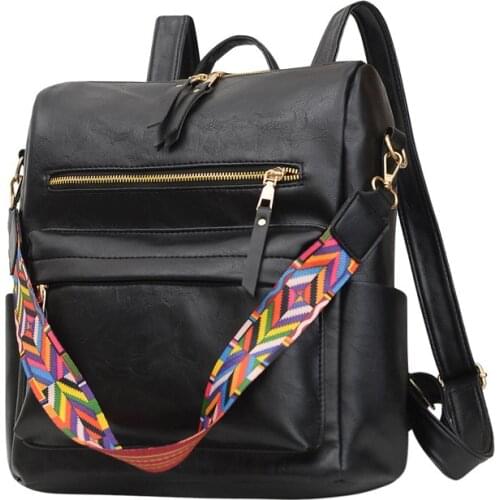 HERALD FASHION Quality Leather Anti-thief Women Backpack Large Capacity Hair Ball School Bag for Teenager girls Male Travel Bags