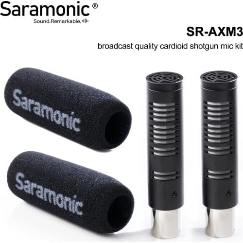 Saramonic SR-AXM3 Dual Microphone Set Broadcast Cardioid XLR Shotgun Microphone Kit & Windshield for DSLR Camera Camcorder