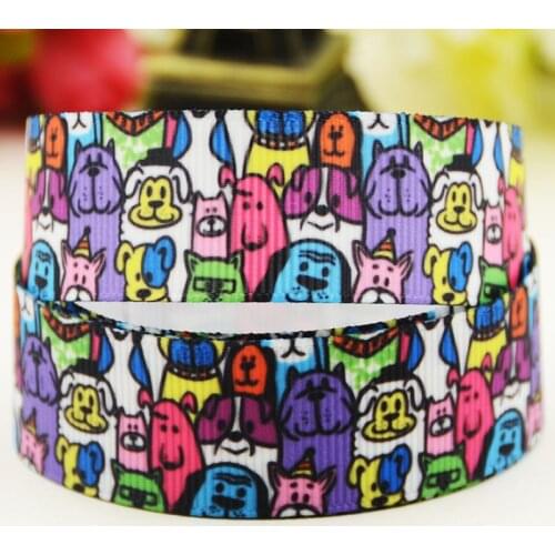 22mm 25mm 38mm 75mm Dog Cartoon pattern printed Grosgrain Ribbon party decoration 10 Yards X-03981