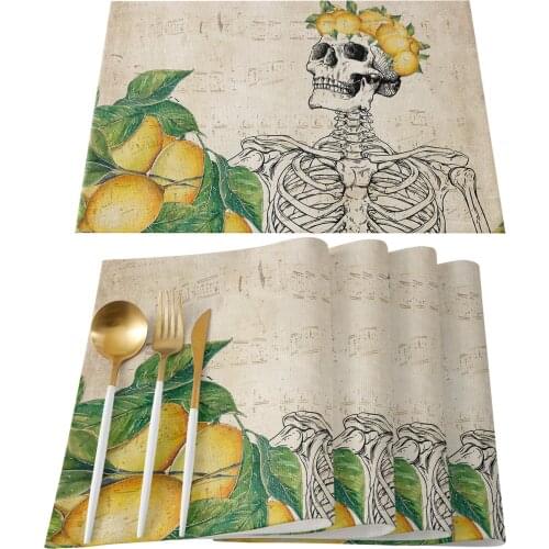 Skull Retro Lemon Table Mats for Dining Table Kitchen Table Coaster Accessories Modern Home Decor car coaster