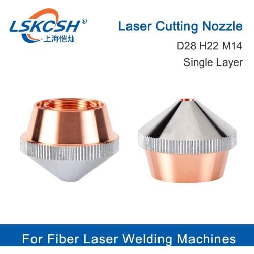 LSKCSH 10pcs/lot Laser Nozzles Single LayerNozzle Fiber Laser Cutting Head machine Parts D28 H22 M14
