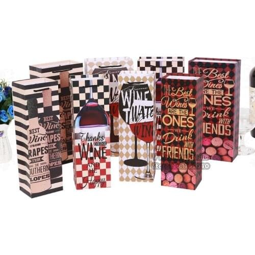 Fashion Wine Paper Bag With Ribbon,Gift Packing Single Double Bottle Bag Portable Wine Oil Bottle Carrier Package 100pcs/lot