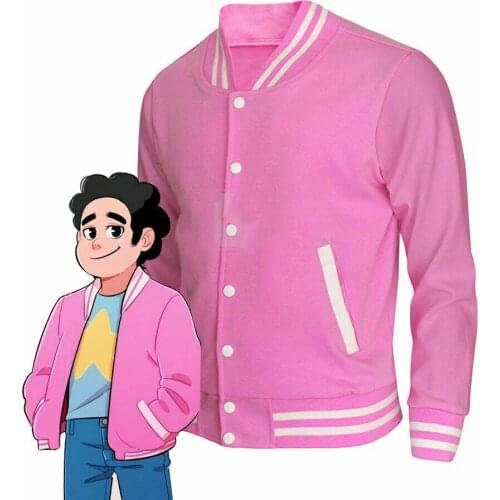 Movie Steven Universe Quartz cosplay Men Baseball uniform Unisex Coat T Shirt Jacket Tee Top Halloween Costume Pink Jackets