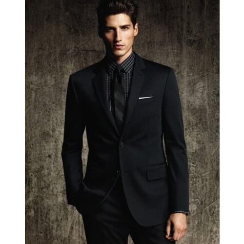 Mens black formal high-quality suit custom 2 piece set of mens slim groom tuxedo