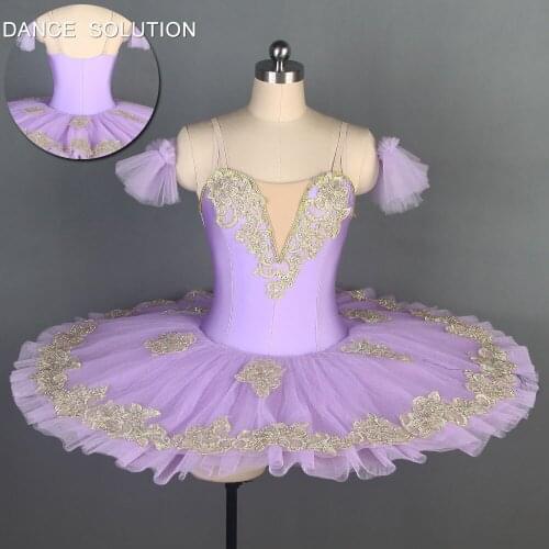 Lilac Spandex Camiosle Gold Trim Ballet Dress Pre-professional Ballet Tutu for Adult & Child Ballerina Performance Tutus BLL099