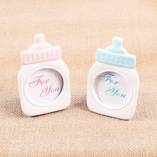 New Creativity Mini Photo Frame Pink/Blue Baby bottle Gold Feature Photo Frame For Birthday Kids party Baby Shower DIY decor