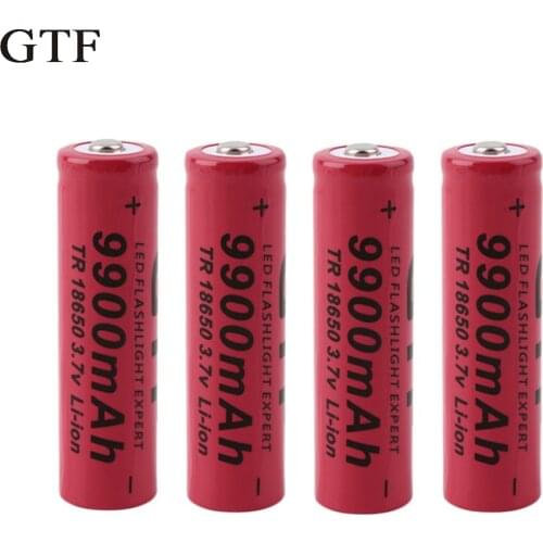 Rechargeable pile gtf, 18650, 3.7 v, 9900mah, li-ion for led flashlights, unit 18650