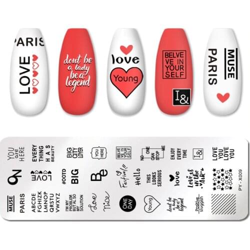 PICT YOU Nail Stamping Plates Letter Patterns Stainless Steel Tools Nail Art Stamp Design Stamping Template DIY Stencils