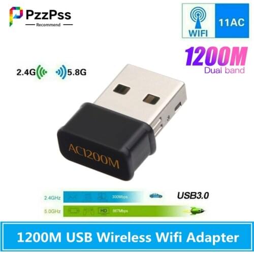 PzzPss 1200M 2.4G&5G Dual Band USB Wireless Wifi Adapter RTL8811/RTL8812 802.11AC High Speed Network Card For Laptop Desktop PC