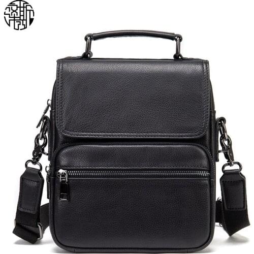 Zenos Men Genuine Leather Backpack Business Travel Large Vintage Flap Shoulder Bags Black Crossbody Bag