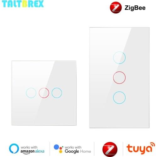TALTBREX Tuya Zigbee Smart Switch with Glass Panel，EU/US Standard Touch Light switch,APP Remote Control with Alexa Google Home