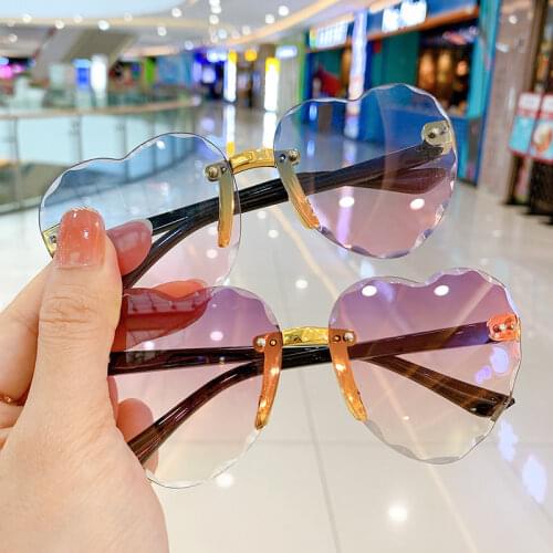 Rimless Kids sunglasses Cute Heart 3-8yrs infant Eyewear Vintage 2020 New glasses for Chindren Boys&girls Fashion Oculos N475