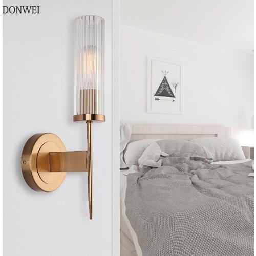 Modern Nordic Vintage Metal Glass E27 Wall Lamp Industrial Indoor Lighting Bedside Lamps Pathway Staircase Bedroom Wall Light