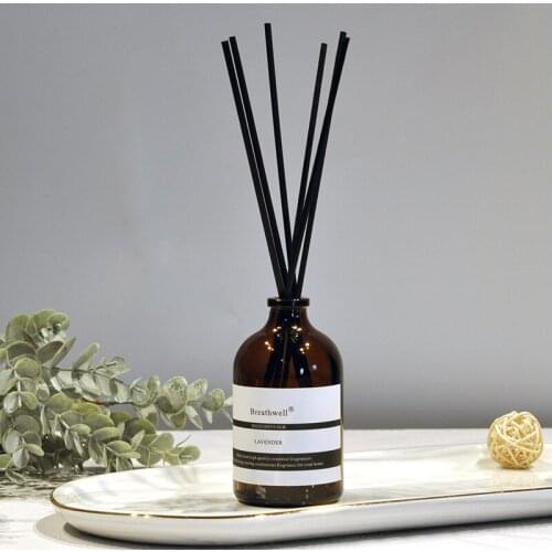 50ml/100ml Glass Vessel Reed Diffuser with Black Rattan Sticks Aromatherapy Diffuser Replenisher Aroma Essential Oil Home Decor