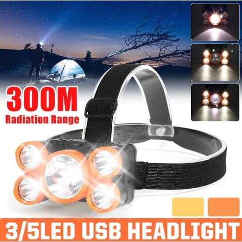 Super Bright LED Headlight headlamp 5 LED T6 Head Lamp Power Waterproof Flashlight Torch Use 18650 battery For Camping Fishing