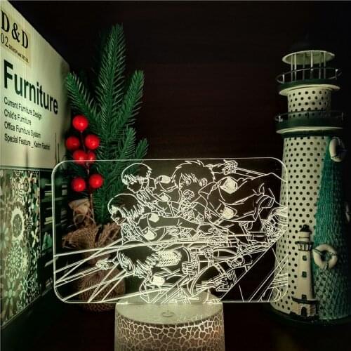 Attack On Titans Levi Ackerman Mikasa Eren 3D LED Nightlights ANIME LAMP Color Changing Attack Titan Table Lamp For Home Decor