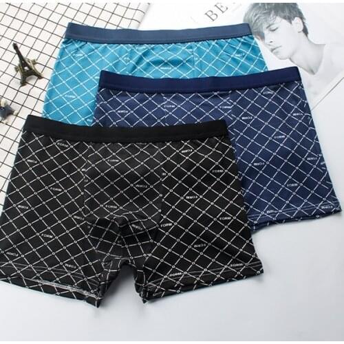 Classic Ice Silk Luxury Mens Underwear Cotton Soft Panties Boy Boxershorts Male Super Breathable Fashion Underpants One Size