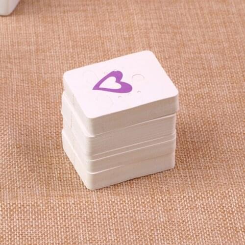 Sole Custom Earring Display Cards 200pcs/lot White With Print Purple Heart Paper Jewelry Dispaly Tags/Cards From China Design