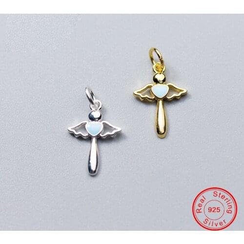 UQBing Blue Enamel Hollow Angle 925 Sterling Silver Charms For Women Female Bracelets DIY Jewelry Making