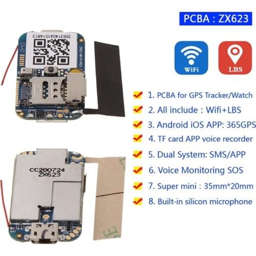 ZX623W GPS Tracker GSM Wifi LBS Locator PCBA SOS Web APP Tracking Voice Recorder