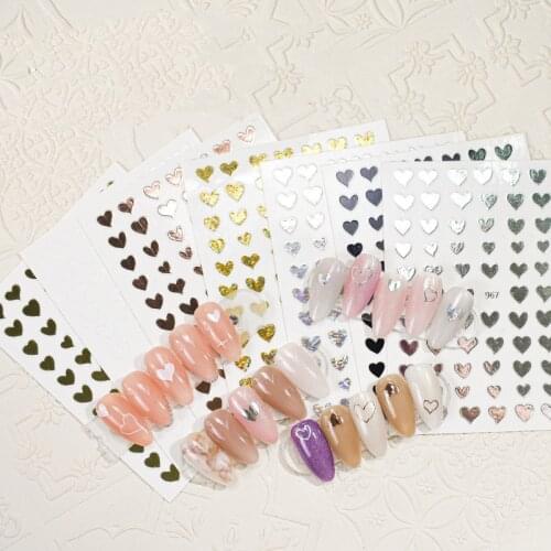 1 Sheet 3D Nail Sticker Black Heart Love Self-Adhesive Sliders Stars Decals Flowers Leaf Transfer Stickers Nail Art Decoration