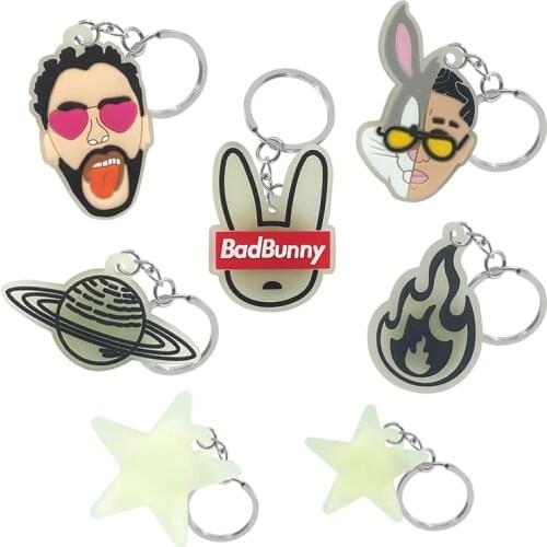 1PCS PVC keyring cute rabbit star fire cartoon pattern keychain individual keyholder charms for men keys car pendants women gift