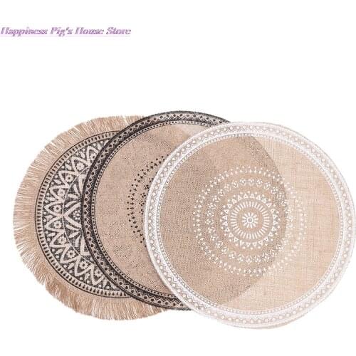 1Pcs Creative Jute Placemats Photo Props Decoration Table Placemat Non-slip Home Linen Fabric Bowl Cup Mats