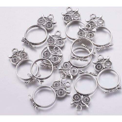 10pcs Alloy Open Back Bezel Pendants For DIY Making Epoxy Resin Pressed Flower Jewelry Owl