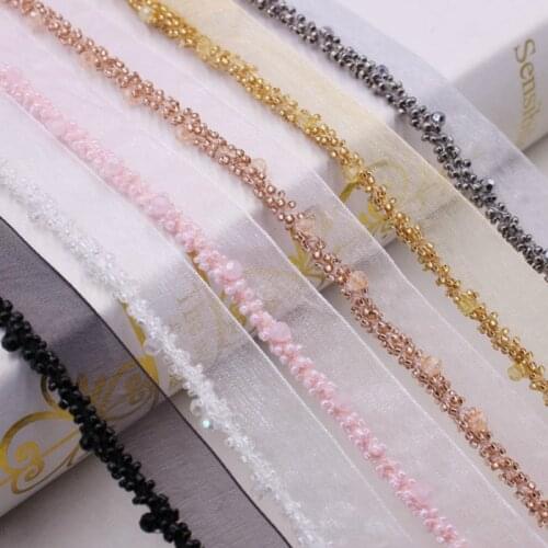 10 yards New Crystal Glass Mesh Lace High-Grade Clothing Accessories Flanger Accessories Sleeves ku bian Hair Accessories Lace