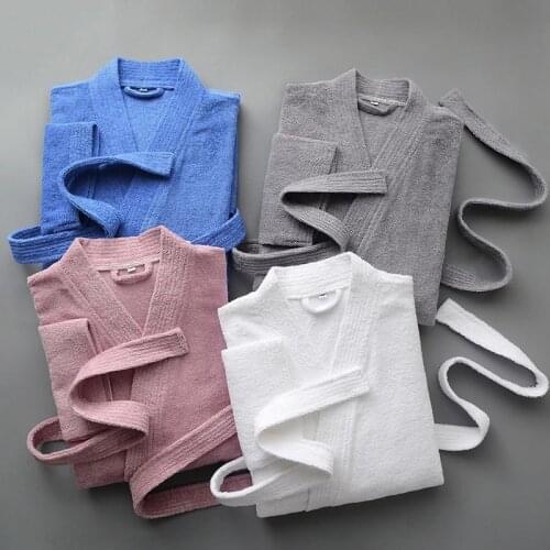 100% Cotton Terry Towel Bathrobe Unisex Kimono Bathrobe Mens Long Robe For Women Absorbent Bathrobes Home Clothes Dressing Gown