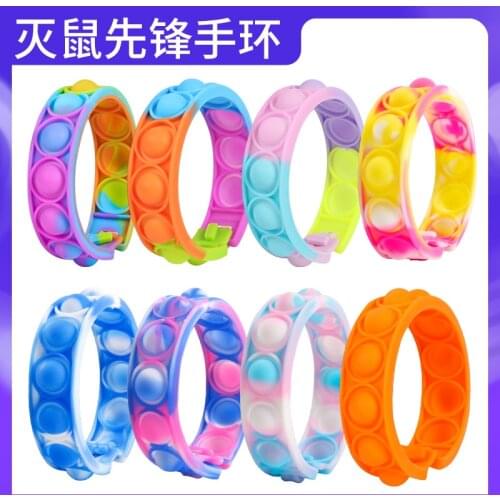 In Stock 100pcs Push Bubble AntiStress Relief Toys Fidget Toys for Children Silicone Bracelet Stress Reliever Toys Gifts