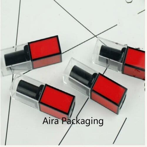 12.1mm Red Classic Square Cosmetic Lipstick Tube DIY Plastic Empty Lip Balm Package Lip Rouge Package Lip Beauty Tool 50pcs/lot