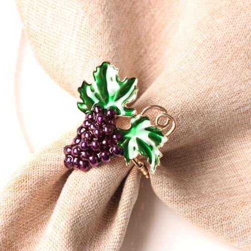 12pcs Western food fruit napkin buckle grape pearl napkin ring napkin ring metal mouth cloth ring tableware