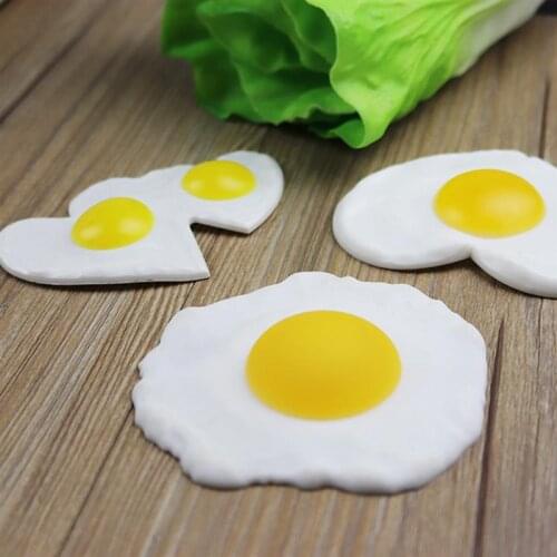 3PCS Artificial Food Simulated Heart Fried Egg Food Display Model Prank Prop
