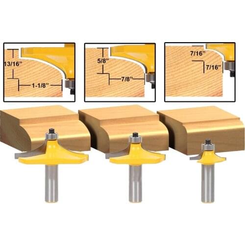 3pcs/set Bit Table Edge Thumbnail Router Bit Set - 1/2" Shank