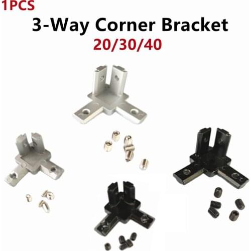 1PC 2020 3030 4040 L Type 3-dimensional 3-way Corner Bracket With Screws For EU standard 2020 3030 4040 Aluminum Profiles