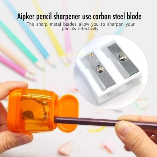 4pcs/set Pencil Sharpener, Manual Pencil Sharpeners, Compact Dual Holes Pencil Sharpeners with Lid, Portable Pencil Sharpener