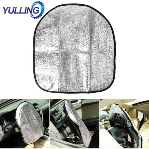 44x50cm Car Steering Wheel Anti-Heat Sun Shade Cover High Quality Silver Double Thick Sun-proof Anti-UV protect Parasol Shield
