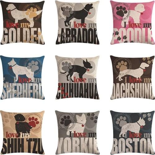 45cm*45cm Letters I Love My Dogs Pattern Linen/cotton Throw Pillow Covers Couch Cushion Cover Home Decorative Pillows 1486