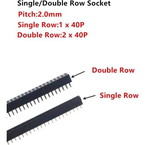 5pcs 2.0mm 1 X 40P/2 X 40P Pin Single Double Row Socket Connector For PCB Board