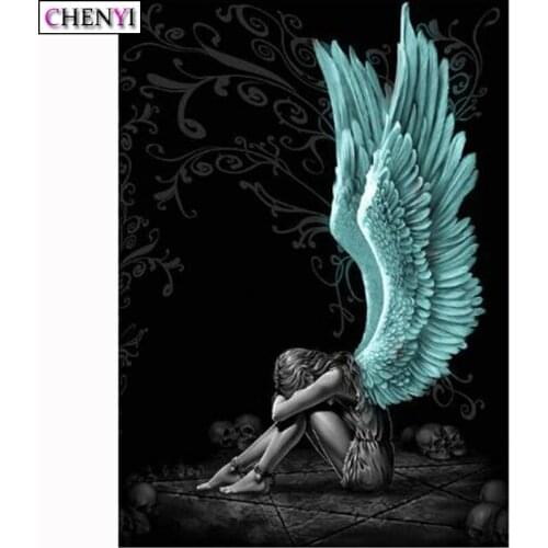 CHENYI 5D Diamond Embroidery Diy Full Square Round Diamond Painting Angel Wings Cartoon Cross Stitch Kits Living Room Decor Gift