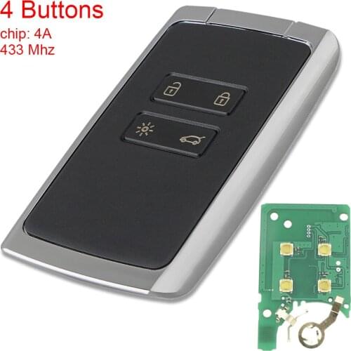 Car Smart 433MHz Remote Key with PCF7961M 4A Chip Auto Key Fit for 2016 Renault Megane 4 Talisman 5 Espace-5 Renault-Kadjar