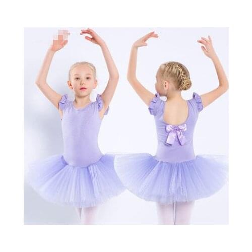 Children Sleeveless Ballet Tutu Official Costume Ballet Dress Pink Bow Pattern Ballet Dance Clothing For Girl Ballerina