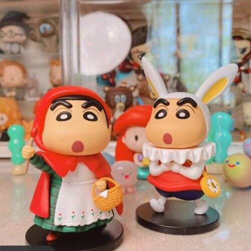 Bandai Q Version 9cm Crayon Shin-chan Blind Box Fairy Tale Series Doll Cute Decoration Handmade Gift Bunny for Children