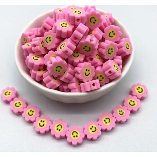 New 30pcs/Lot 10mm Sunflower Shape Clay Spacer Beads Polymer Clay Beads For Jewelry Making DIY Charms Bracelet Necklace