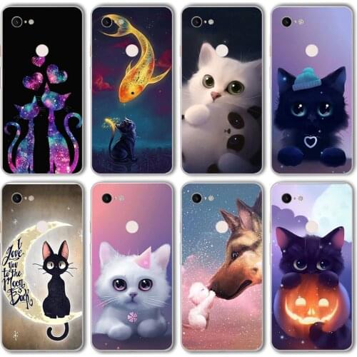 Ciciber Funda Case for Google Pixel 5 4 3 2 XL Luxury Animal Cat Cute Funny Kitten Soft Silicone for Google Pixel 4a 3a XL Coque