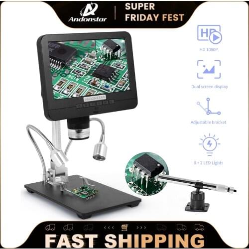 Andonstar AD206S USB Digital Microscope with Endoscope Double Lens Handheld Microscope for PCB Check DIY Soldering Watch Repair
