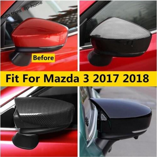 For Mazda 3 2017 2018 Side Rearview Mirror Cap Decoration Cover Trim Black / Carbon Fiber Plastic Accessories Exterior Kit